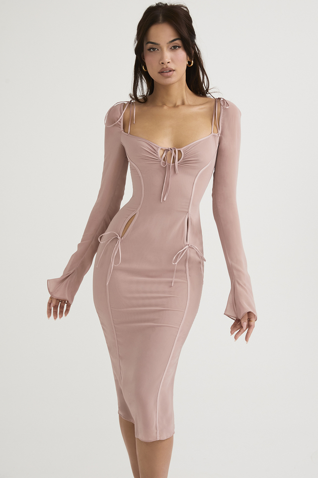 'Ophelia' Blush Cutout Midi Dress